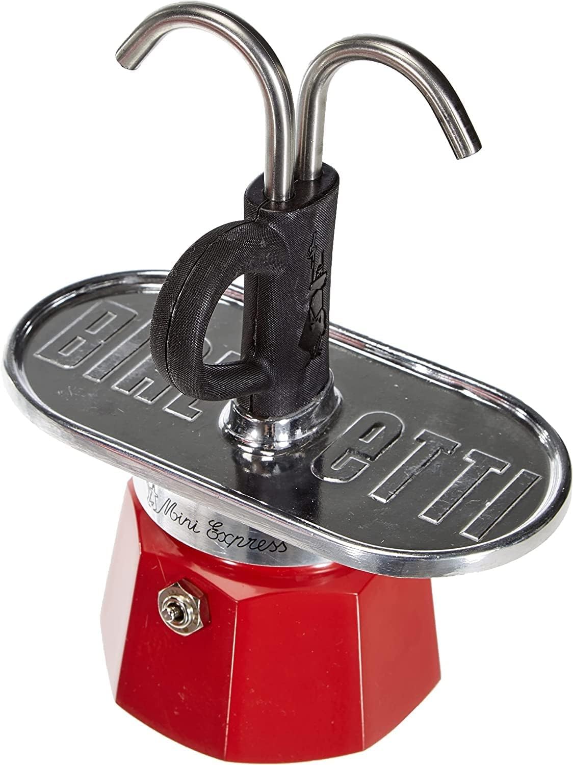 Bialetti - Mini Express Kandisky: Moka Set Contains Coffee Maker for 2 Cups (90ml) + 2 espresso cups, red, aluminum