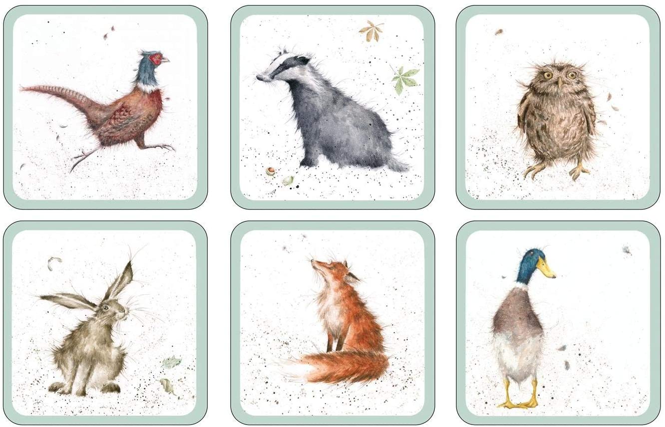 Pimpernel 10.5 x 10.5 cm MDF with Cork Back Wrendale Designs Coasters, Set of 6, Multi-Colour