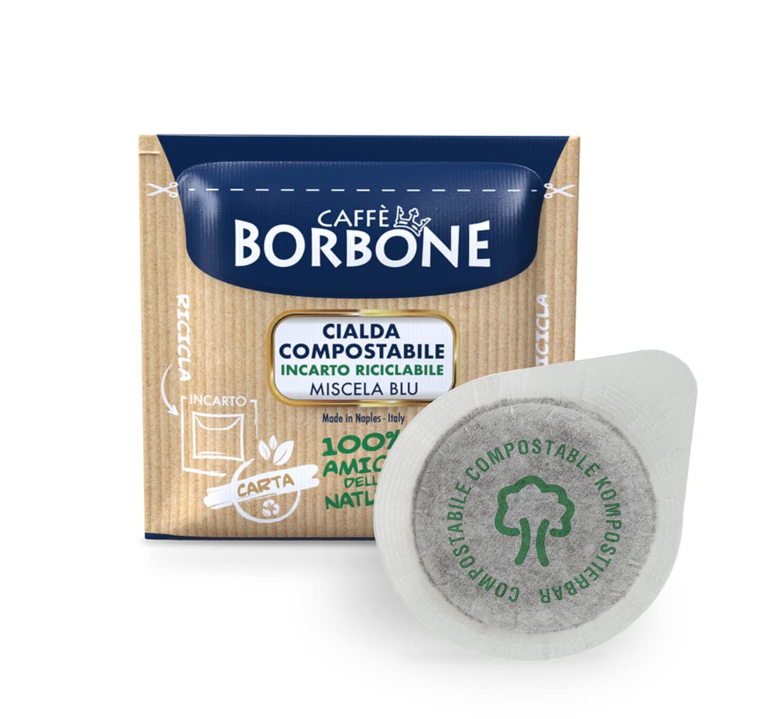 Caffè Borbone Coffee Compostable Pods, Recyclable Wrapping, Blue Blend - 100 Pods - ESE System
