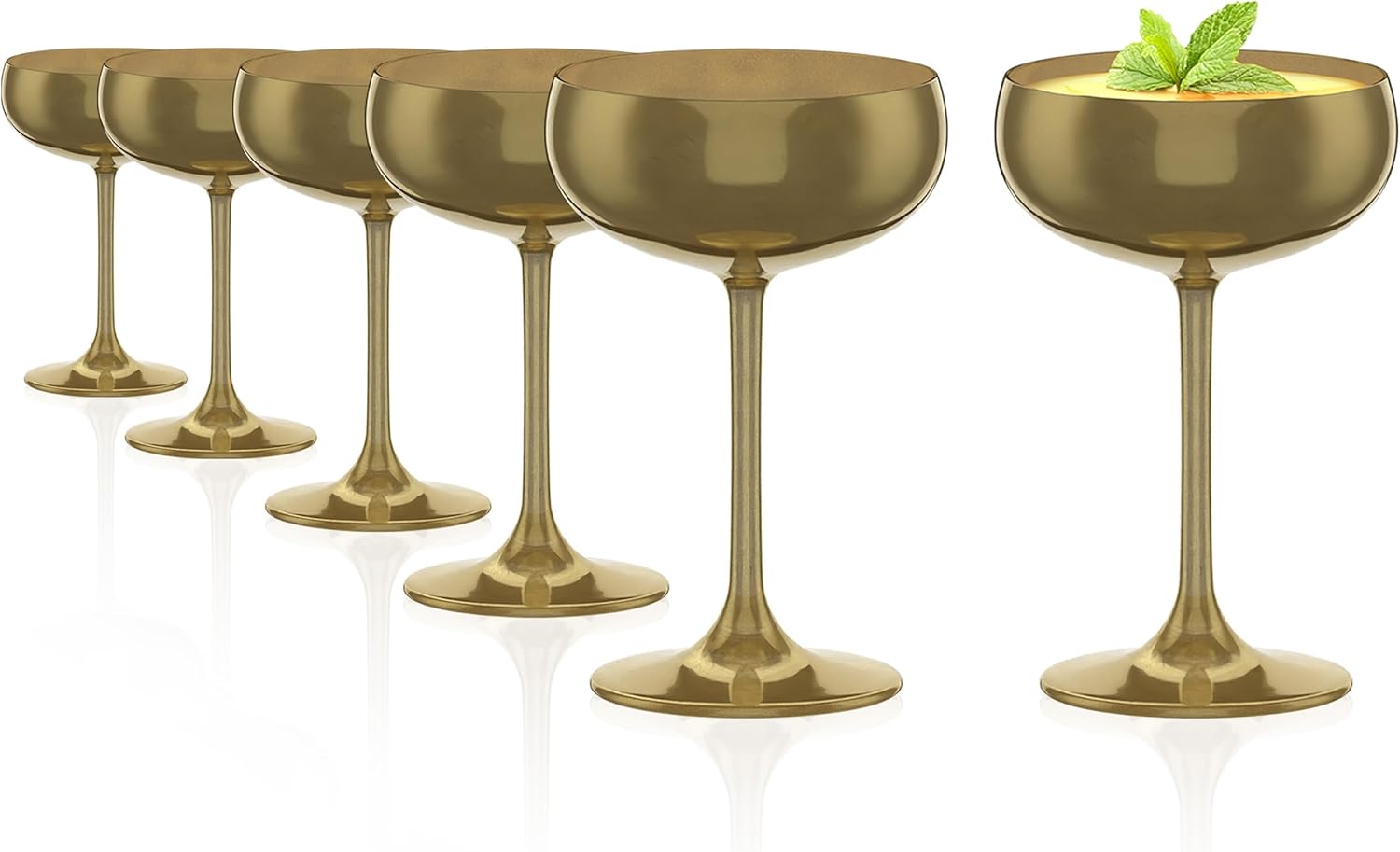 Stölzle Lausitz Elements Champagne Bowls Gold Set of 6 230 ml - Stylish Glasses Ideal for Champagne & Champagne - Gold Champagne Flutes Made of Lead-Free Crystal Glass - Dishwasher Safe & Shockproof