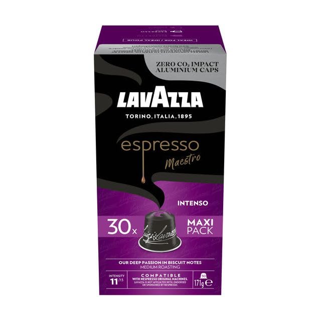 Lavazza Espresso Intenso, Balanced Espresso, 30 Capsules, Nespresso Compatible