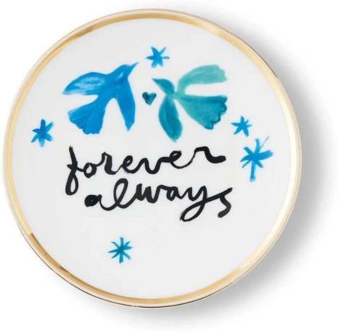 BITOSSI Home Forever Always Collection Con Amore Porcelain Plate, Diameter 17 cm, Gold Rim, Chiara Perano Design