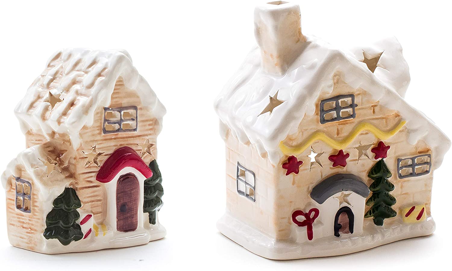 DARO DEKO Daro Decorative Ceramic Christmas House Tea Light Holder