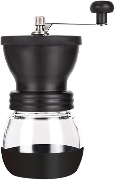 Goodility Manual Coffee Bean Grinder, Handheld Adjustable Coarseness Ceramic Mill Grinder for Beans Spices with Transparent Storage Jar, Handheld Portable Coffee Grinder Grinder Machine for Home and Office