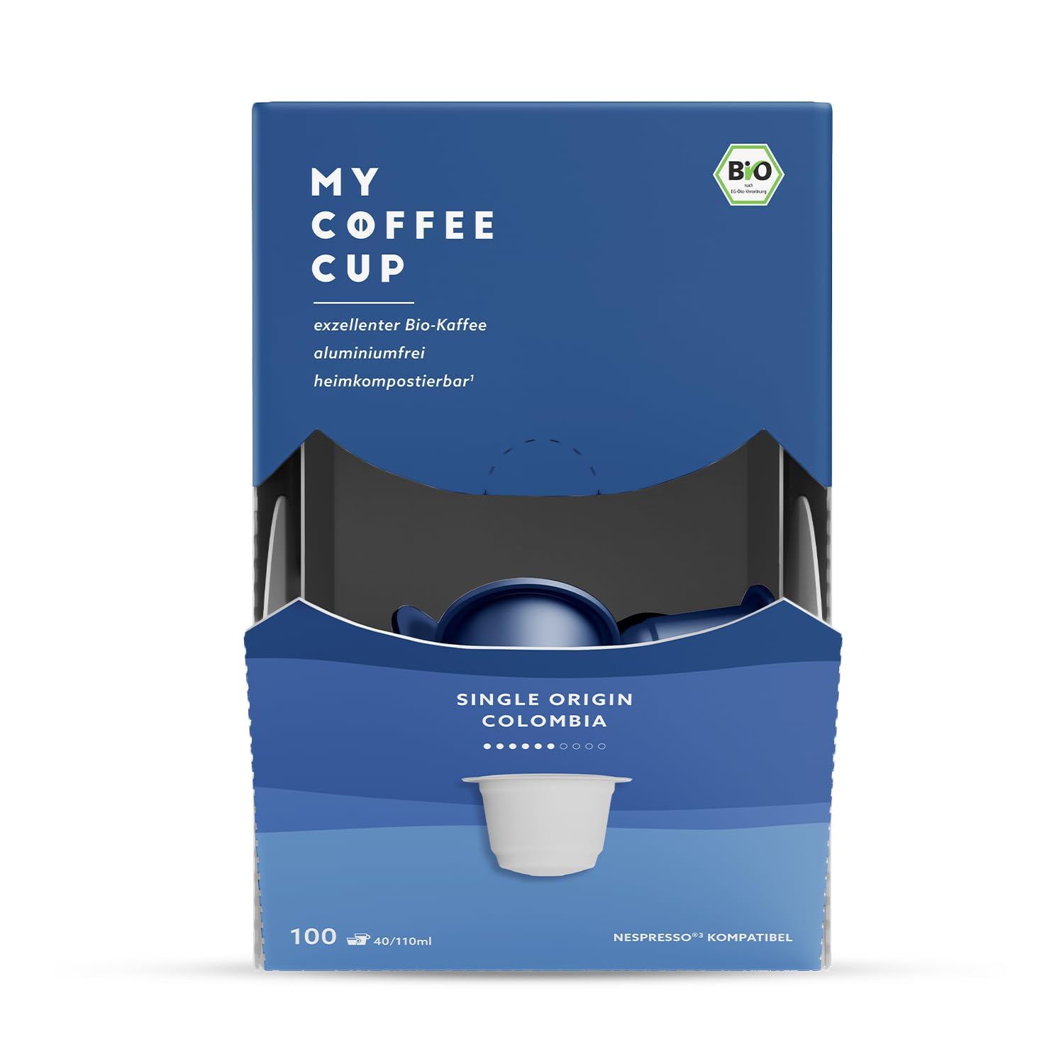 MY-COFFEE CUP My Coffee Cup - Mega Box Single Origin Colombia - Organic Coffee I 100 Coffee Capsules for Nespresso®³ Capsule Machines I 100% Home and Garden Compostable I Sustainable - 0% Aluminum