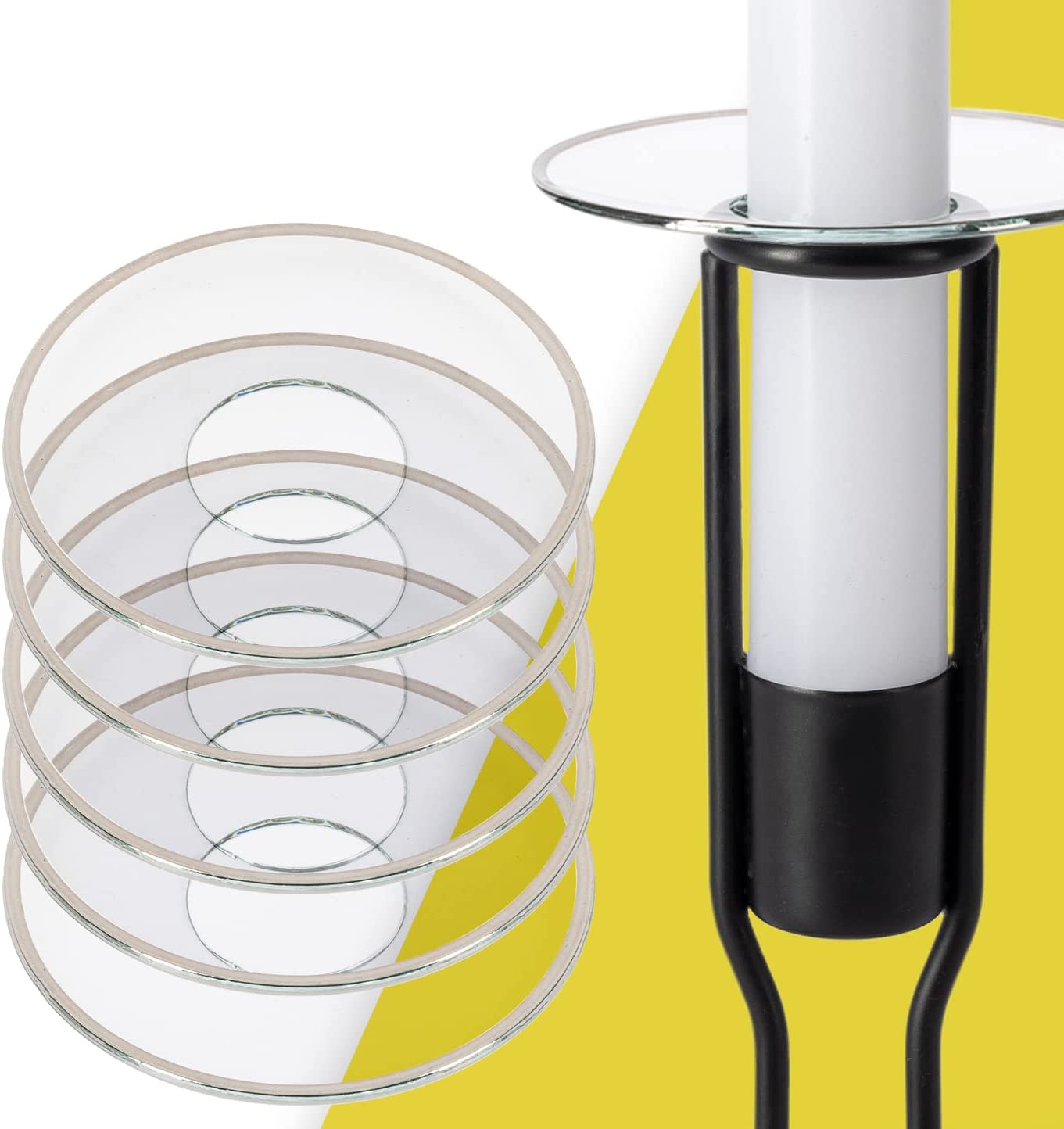WIKAKERZEN Drip Catcher for Candles or Drip Protection for Tapered & Taper Candles and Communion Candles | Handmade in Germany | Candle Drip Catcher (Silver, 23 x 67 mm, Set of 5)