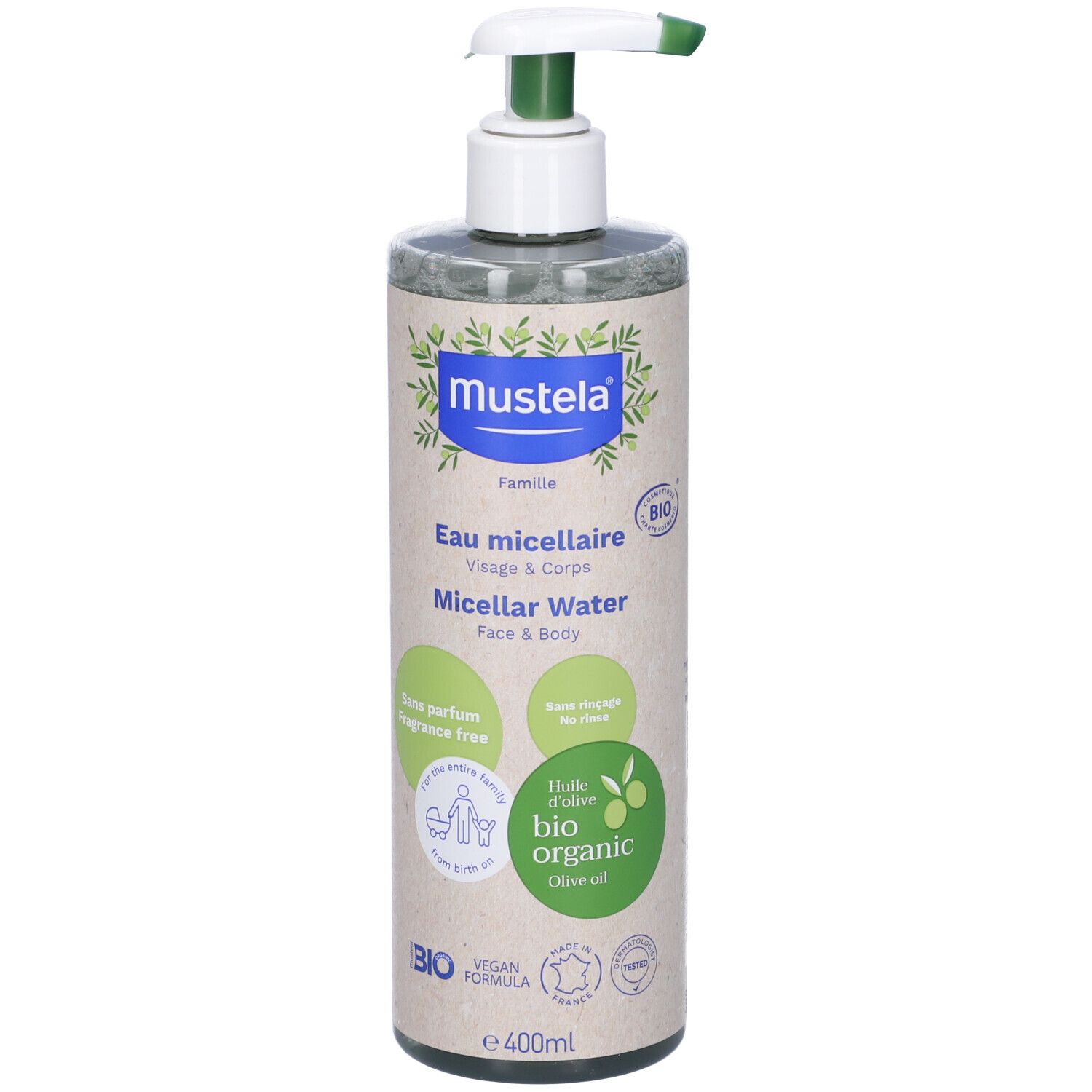 Mustela BABY Micellar Water without Rinse, ORGANIC certified, 400 ml
