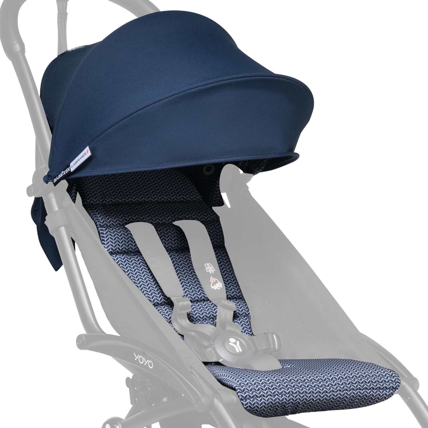 Stokke BABYZEN YOYO 6+ Textilset, Air France Blue - Nur Textilset: Sitzpolster, farbgleichen Verdecken und Reißverschlusstasche hinten - YOYO2 Kinderwagengestell erforderlich (separat erhältlich)