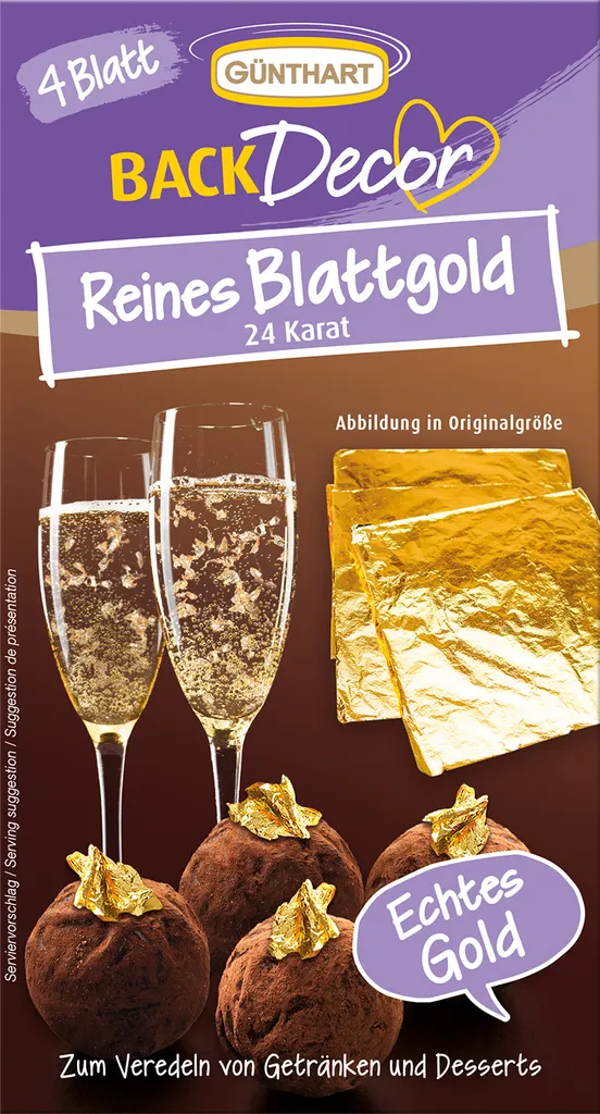 Günthart BackDecor 4 sheets of pure gold leaf, 24 karat