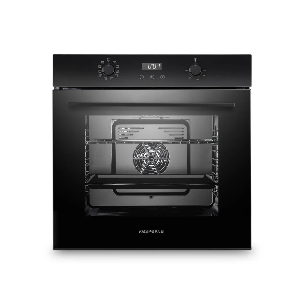 Freestanding built-in oven, cooker, grill, convection oven, LED light, timer, black, Respekta