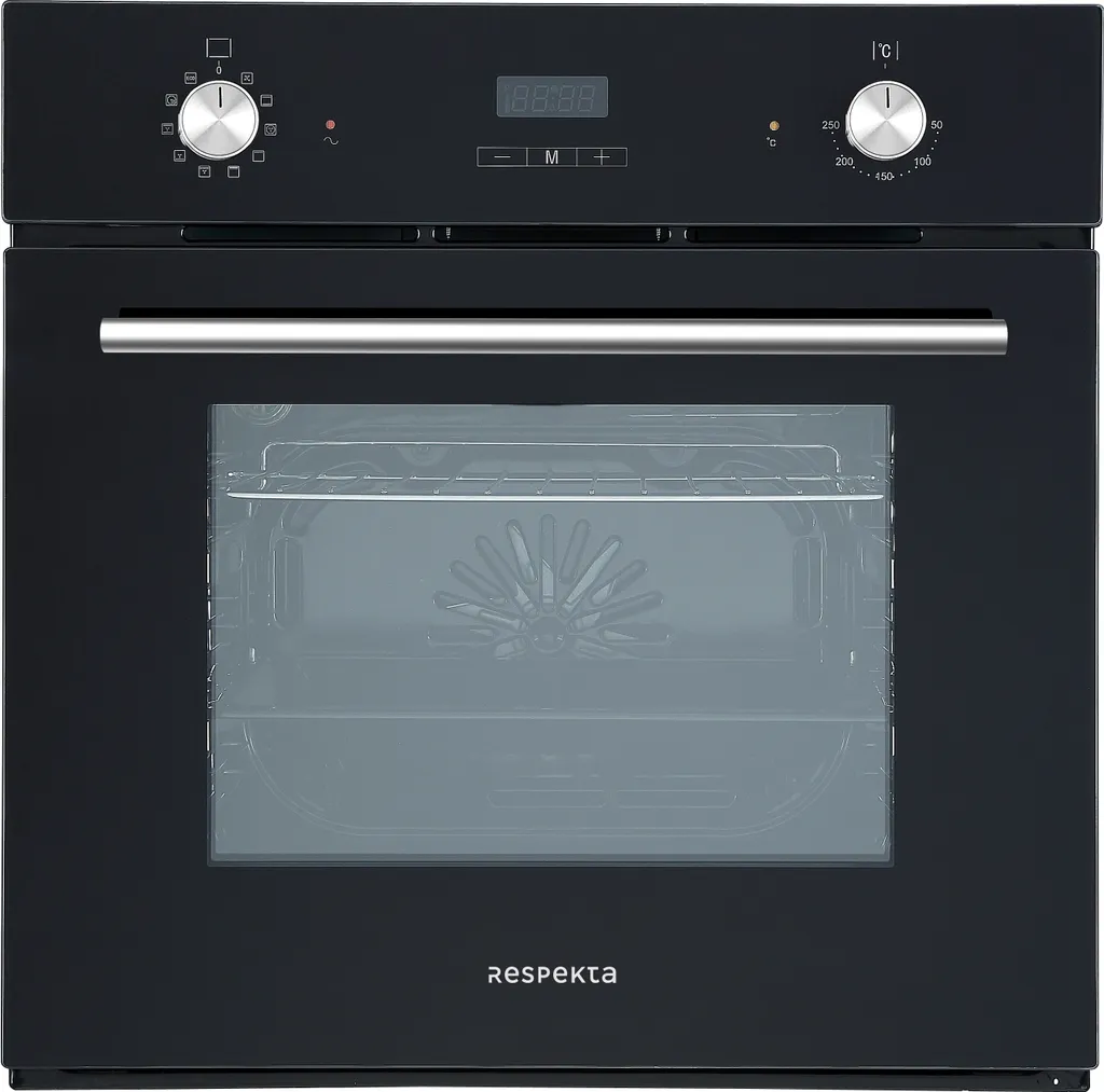 Freestanding built-in oven with grill, convection, LED timer, black, Respekta