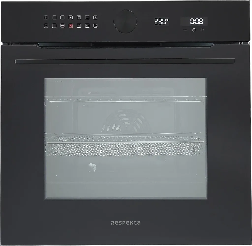 Oven, self-sufficient, built-in, convection oven, grill, air fryer, pyrolytic cleaning, black, Respekta