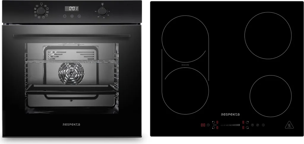 Oven, hob, cooktop, black, induction, built-in, timer, Bridgezone, Slider, Respekta