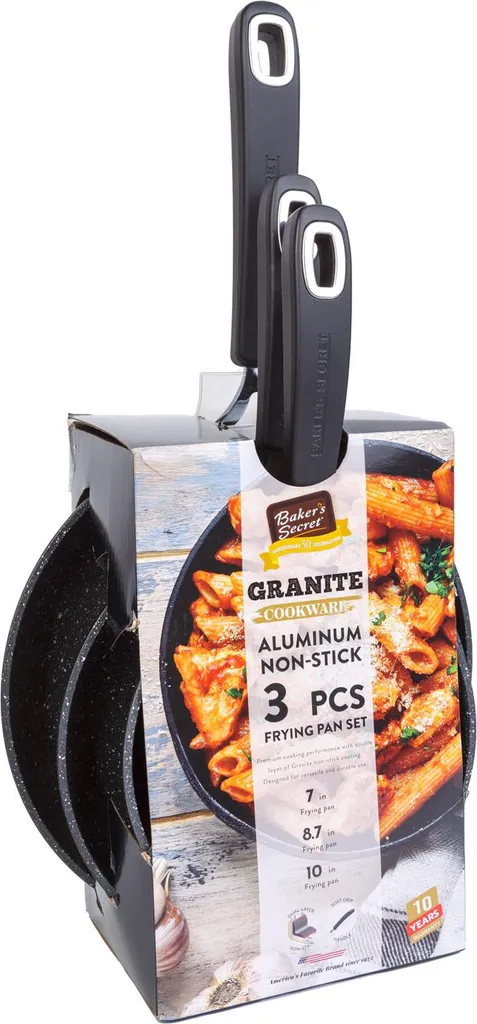 HomeShopXL Bakers Secret Frying Pan Set - 18 + 22 + 26 cm - 3 Pieces - Non-Stick Coating [DA00960]