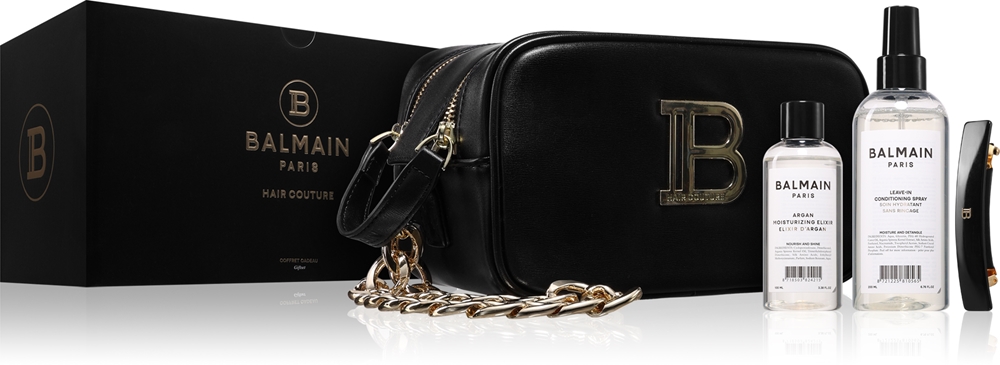 Balmain Hair Couture Toiletry Bag Black Gold Gift Set for Women