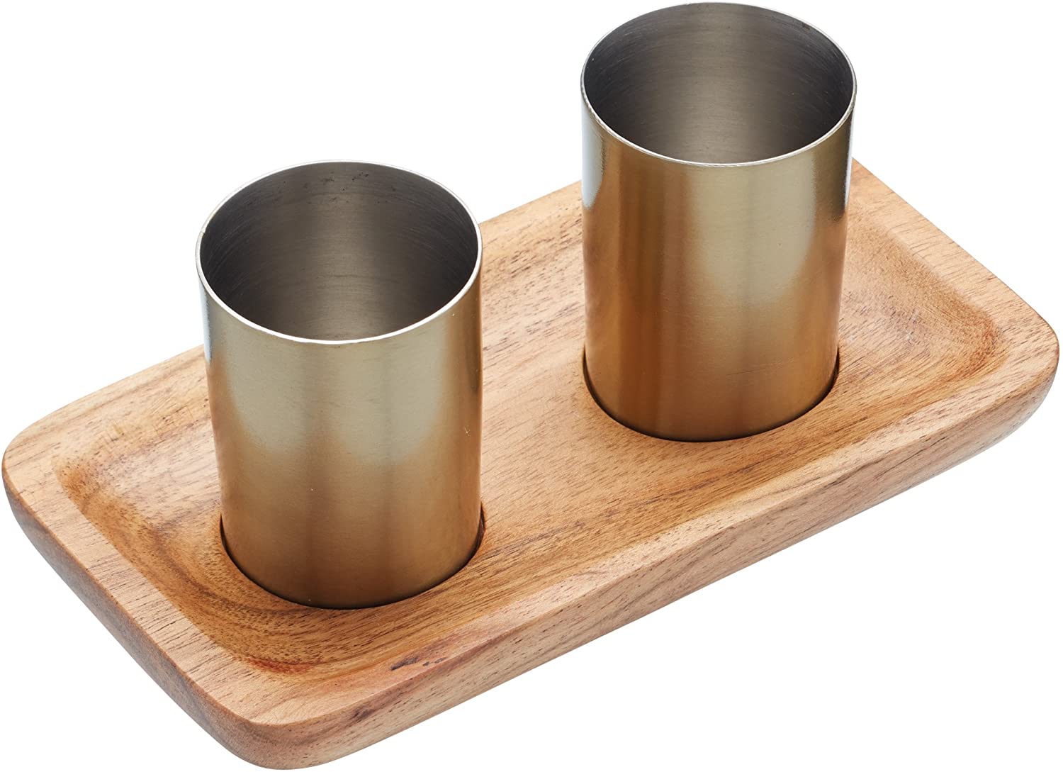 KitchenCraft Kitchen Craft Bar Craft Shot Glass with Counter Board in Silver/Brown, Stainless Steel/Wood, 12 x 17 x 22 cm