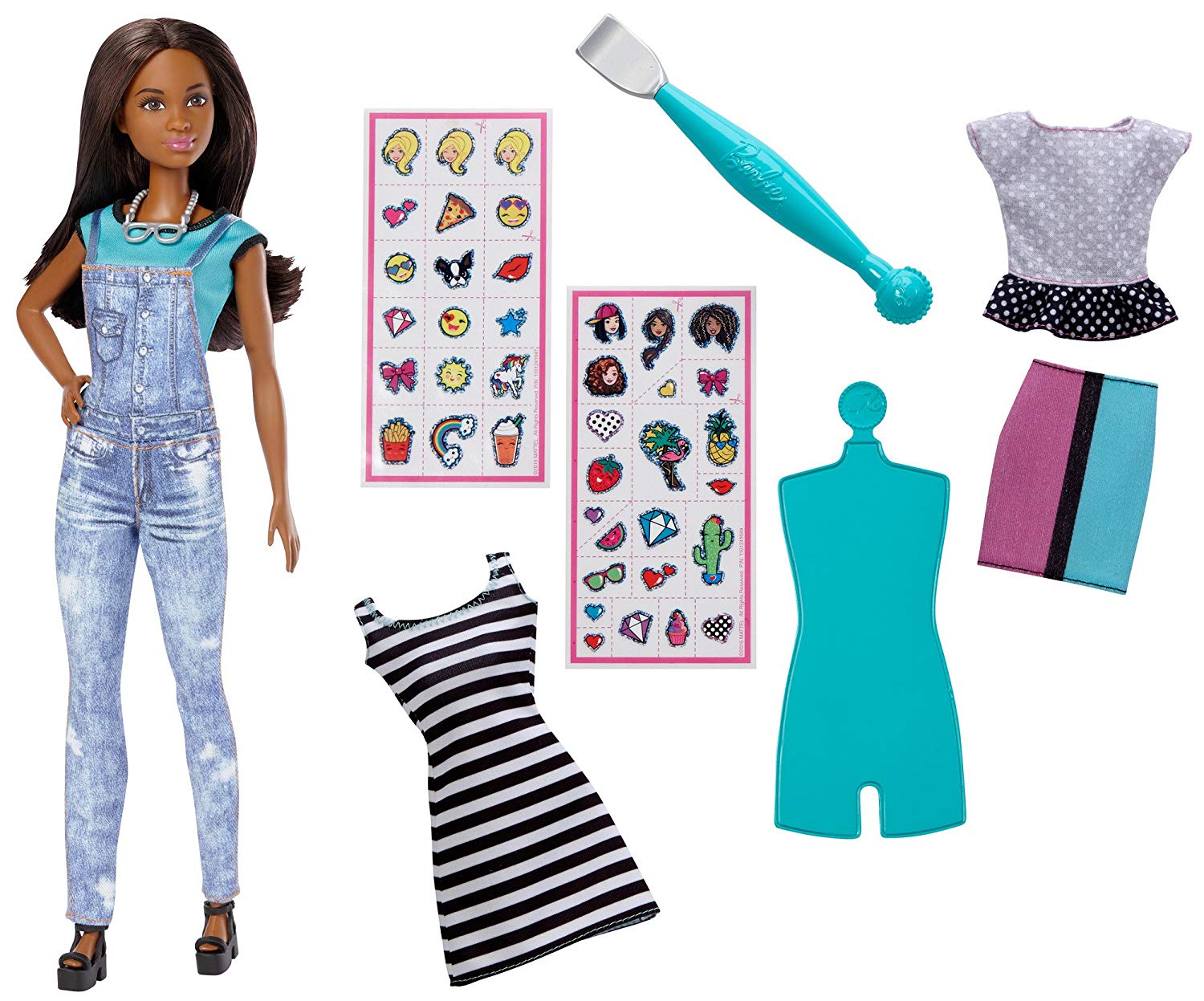 Mattel Barbie Dyn94 D.I.Y. Do It Yourself Emoji Style Doll Brümett, With 3 Pieces 