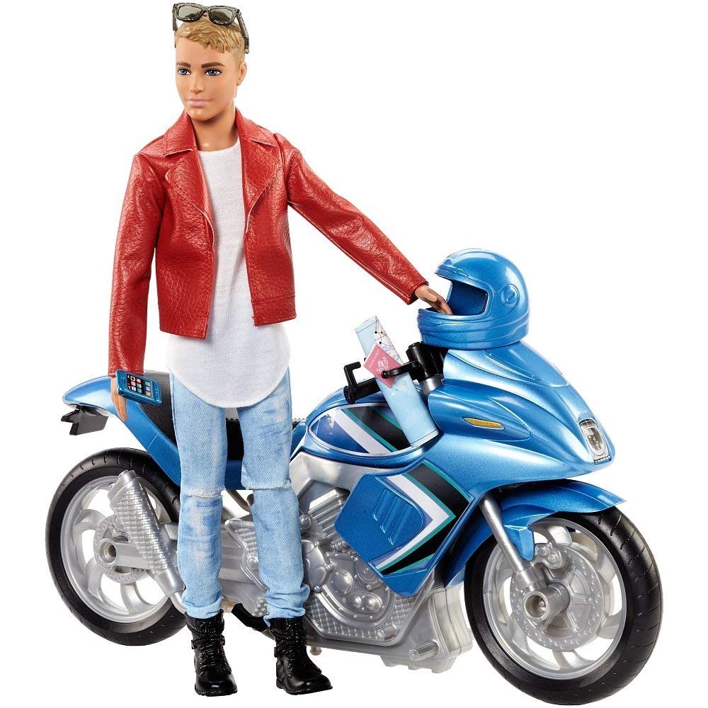 Fisher Price Barbie Ken With Motorcycle Pink Passport Fny31.