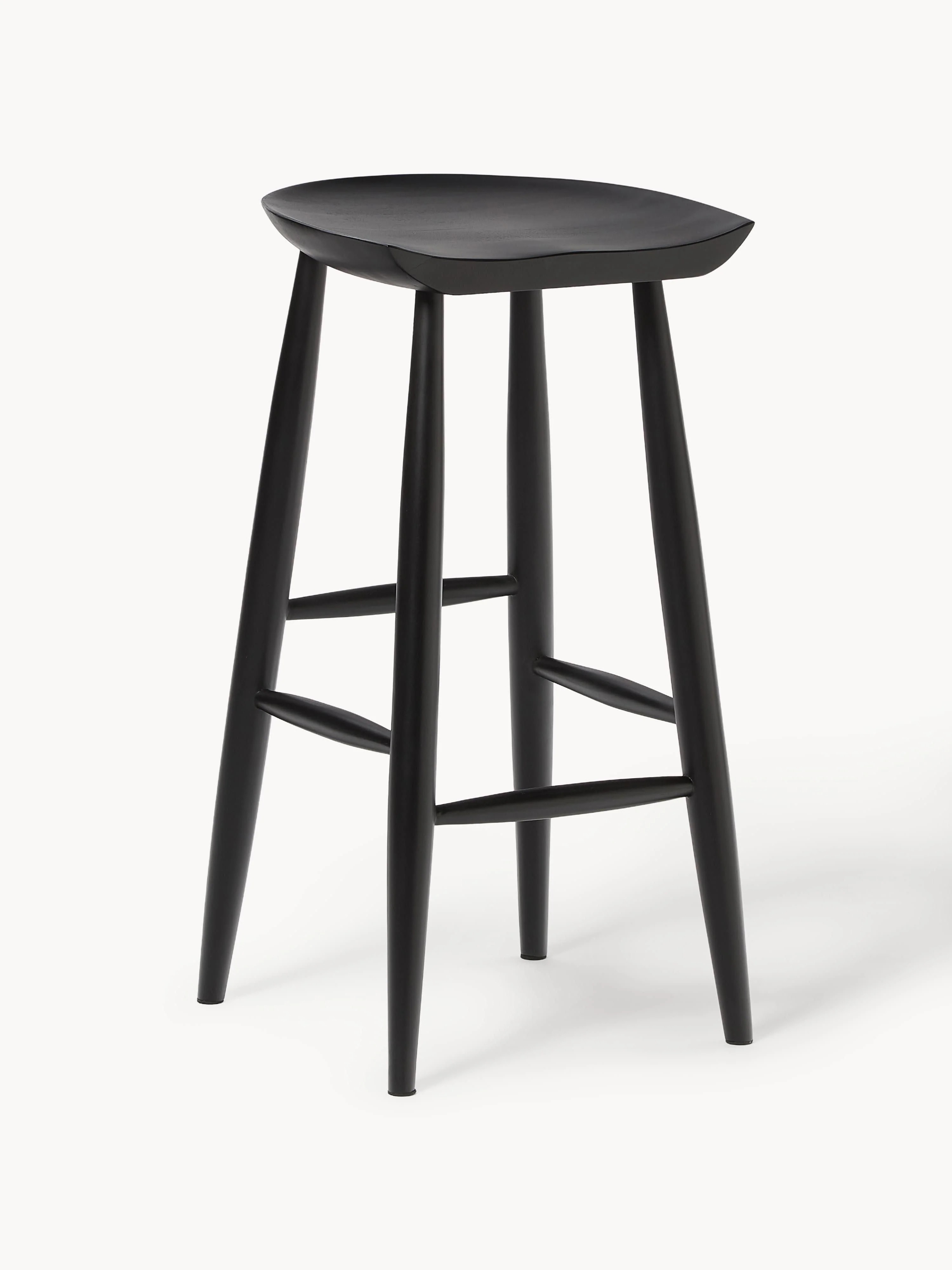 Westwing Collection Nino bar stool made of mango wood, Mango wood, black lacquered