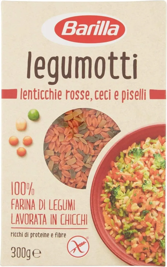 Barilla Legumotti Lenticchie Rosse Ceci e Piselli Red lentils, chickpeas and peas High in protein and fiber Gluten-free 300g