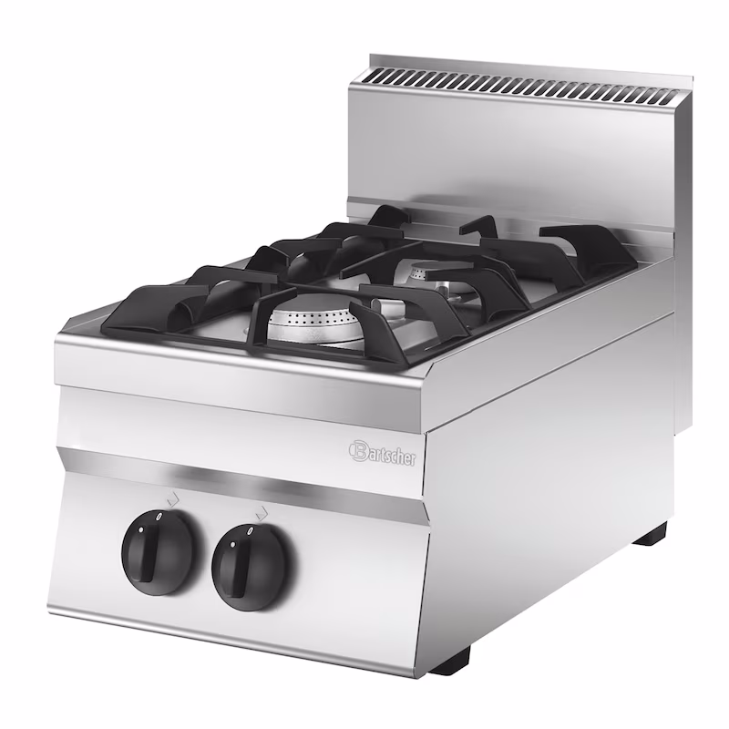 Bartscher gas stove 650, 2FL, TG, 400 x 650 x 295 mm (WxDxH), 9.55 kW