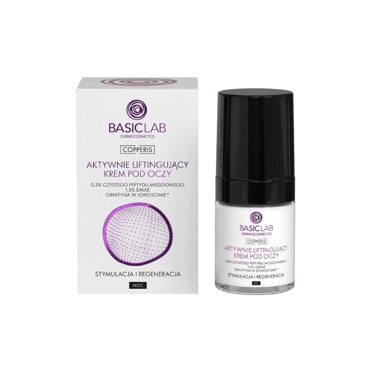 BasicLab Copperis Actively Lifting Night Eye Cream 0.3% Pure Copper Peptide Stimulation and Regeneration 18 ml