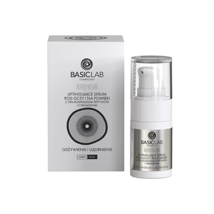 BasicLab Esteticus lifting eye and eyelid serum with 10% Peptide complex and Ceramides, nourishing and firming 15 m