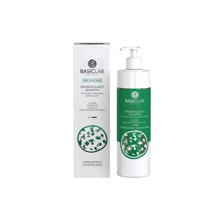 BasicLab Trichologis Seboregulating Shampoo for oily and sensitive scalp 1.5% BHA, Postbiotic 300 ml