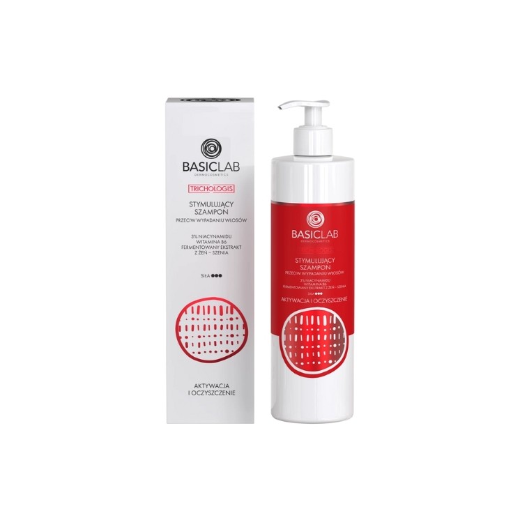 BasicLab Trichologis Stimulating Anti-Hair Loss Shampoo, 3% Niacinamide, Vitamin B6 300 ml
