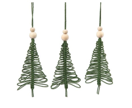 Creativ Company Macrame Christmas tree ornament craft kit, 6 pieces 60g