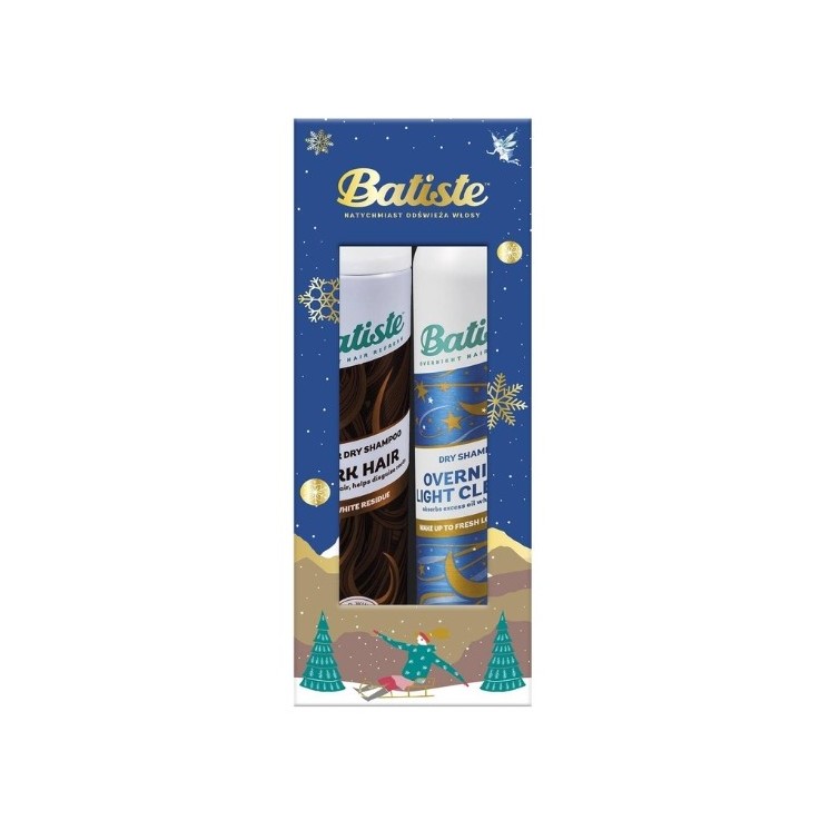 BATISTE Holiday Set Dark Hair Dry Shampoo 200 ml + Overnight Light Cleanse 200 ml
