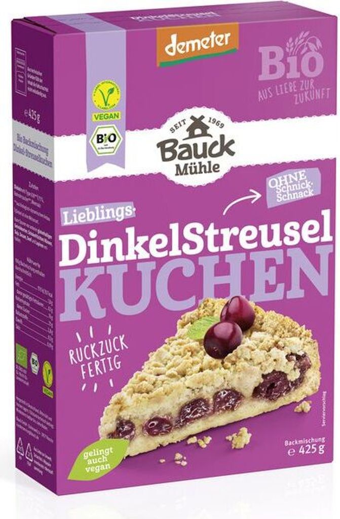 Bauckhof Spelt Streusel Cake Demeter -- 425g x 6 - 6-pack VPE