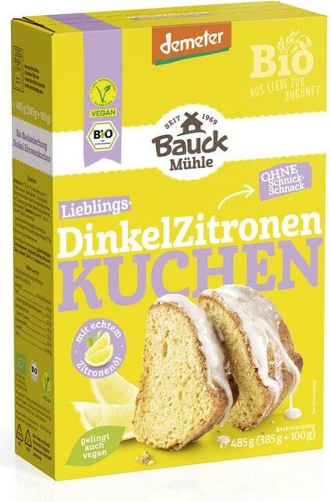 Bauckhof Spelt Lemon Cake Demeter -- 485g x 6 - 6-pack