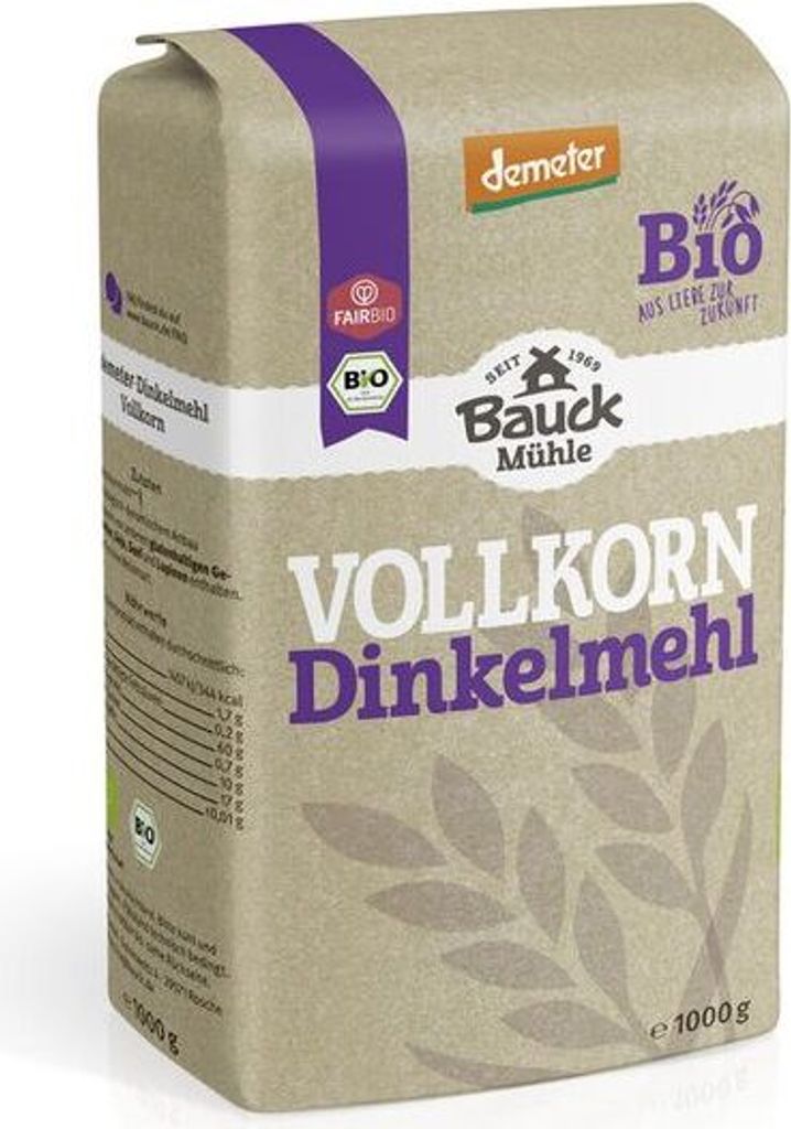 Bauckhof Spelt Flour Whole Grain Demeter -- 1000g x 10 - 10 Pack PU