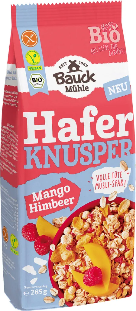 Bauckhof Oat Crunchy Muesli Mango Raspberry -- 285g