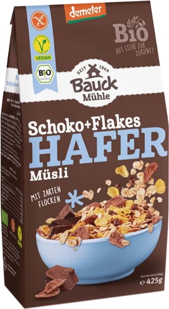 Bauckhof Oat Muesli Chocolate+Flakes Demeter -- 425g