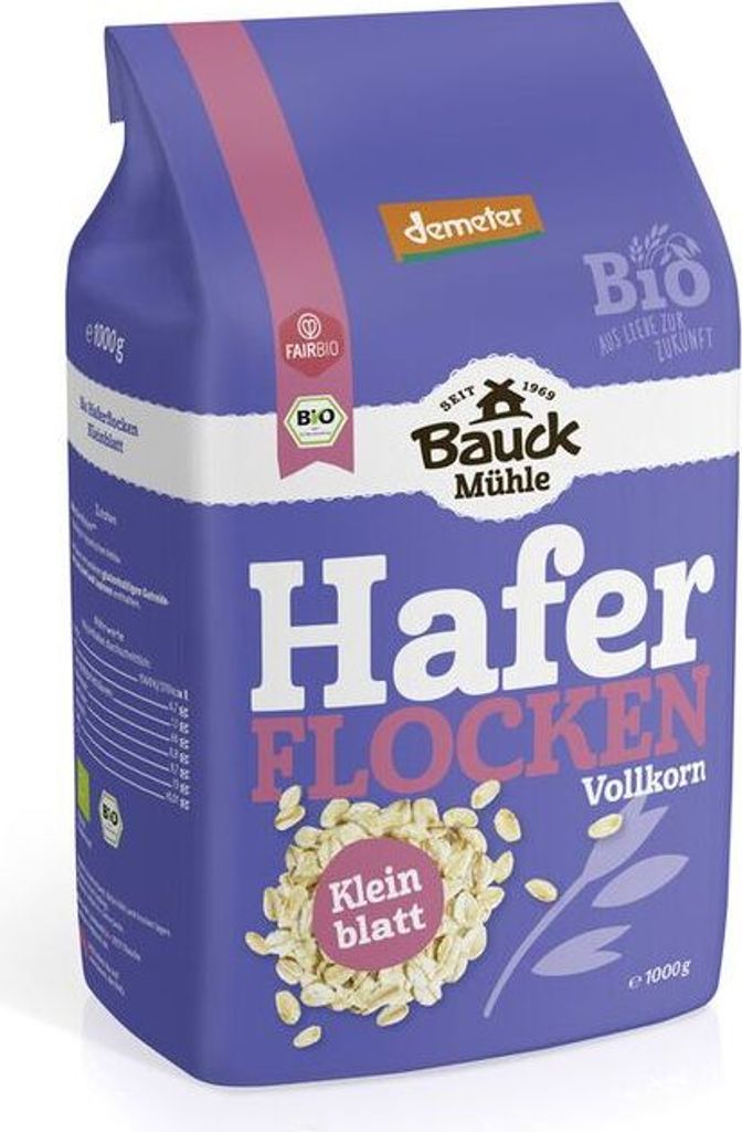 Bauckhof Oat Flakes Small Leaf Demeter -- 1000g x 4 - 4-pack VPE