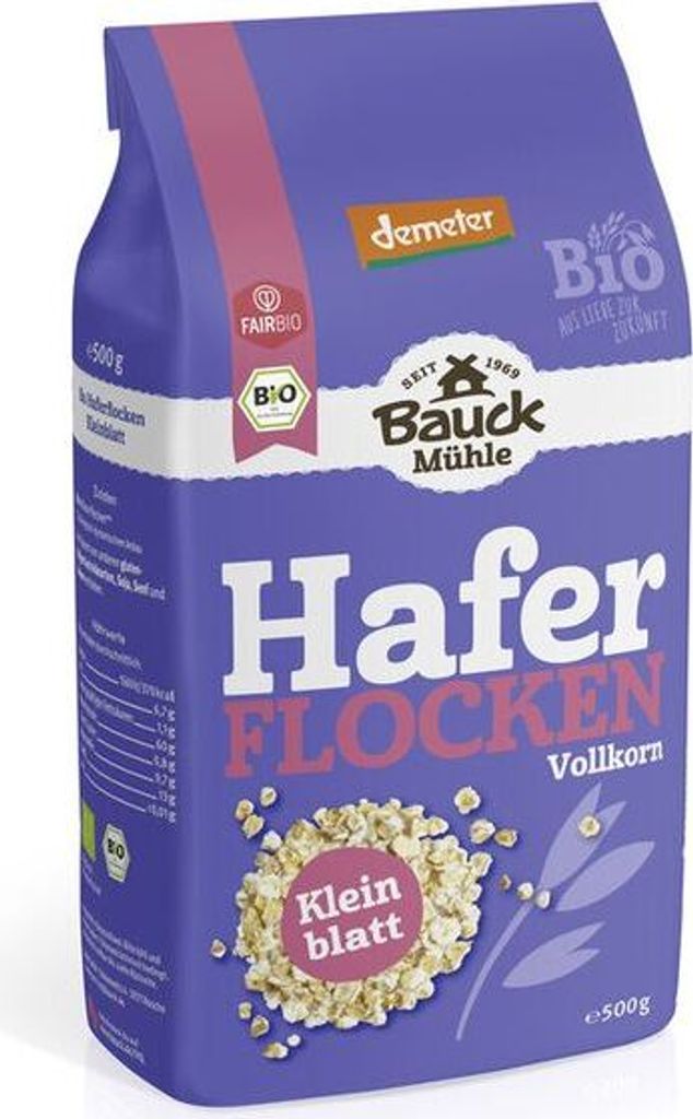 Bauckhof Oat Flakes Small Leaf Demeter -- 500g x 6 - 6-pack VPE
