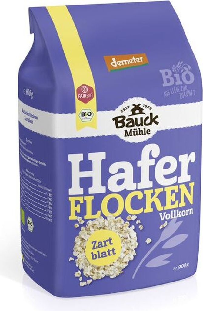 Bauckhof Oat Flakes Zartblatt Demeter -- 900g x 4 - 4-pack VPE