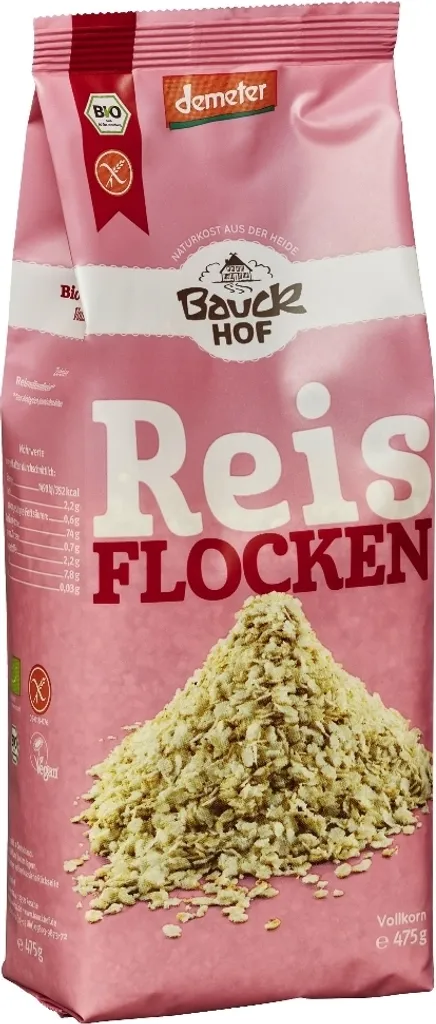 Bauckhof Whole Grain Rice Flakes Gluten-Free Demeter -- 475g