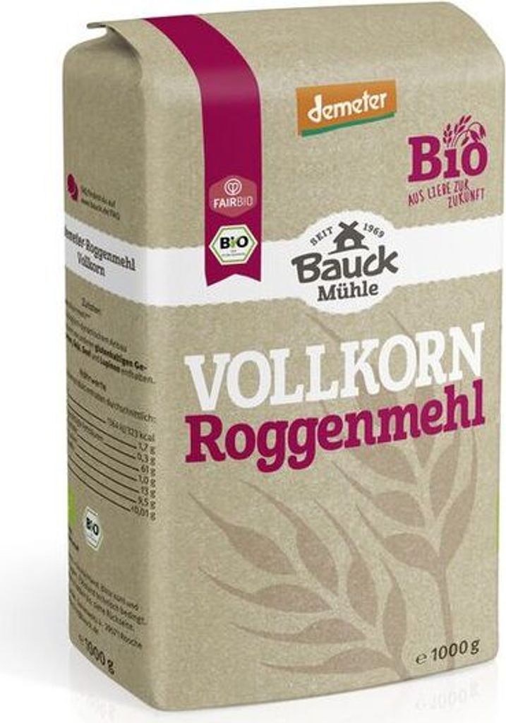 Bauckhof Whole Grain Rye Flour Demeter -- 1000g x 10 - 10 pack PU