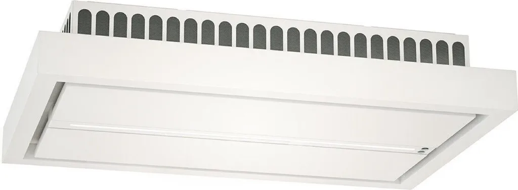 Baumann Aura 120 WLK ceiling hood, recirculating air, 120cm, white, extractor hood, EBM MOTOR