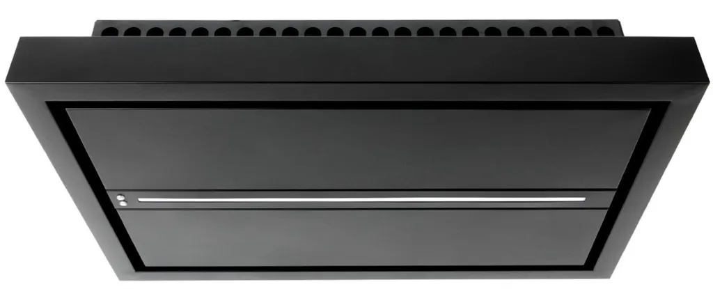 Baumann Aura 90 SLK ceiling hood, recirculating air, 90cm, black, extractor hood with EBM motor