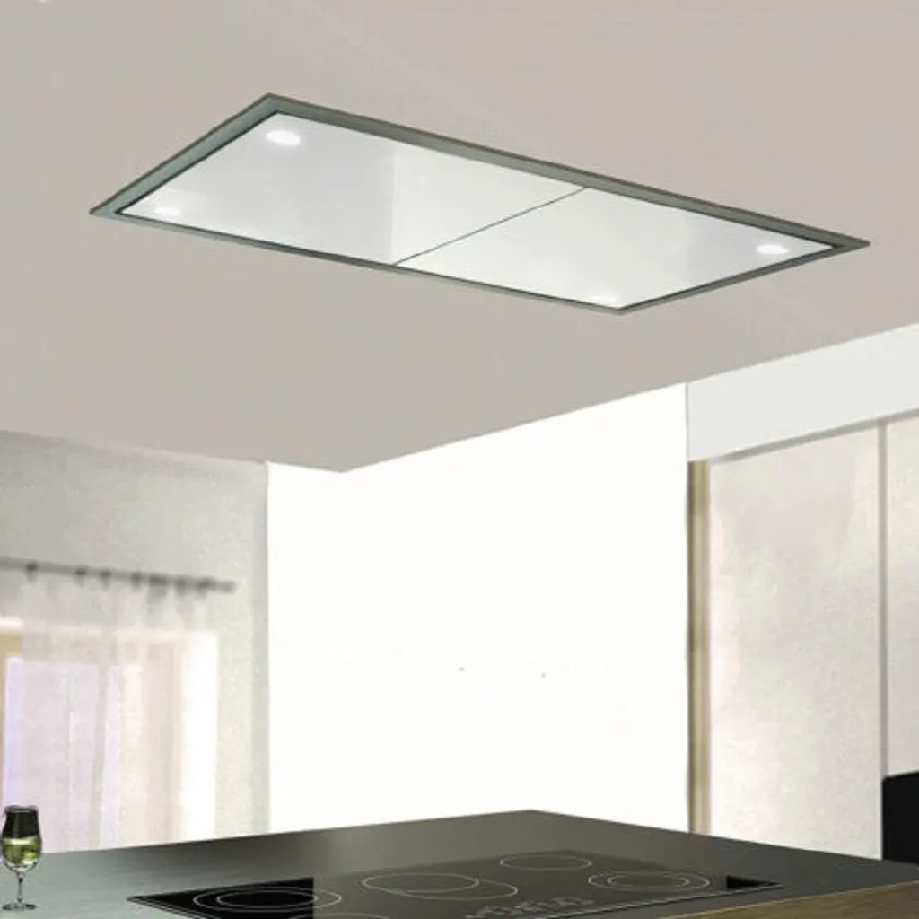 Baumann Carina 90W ceiling hood, 90cm, white, white glass, built-in extractor hood
