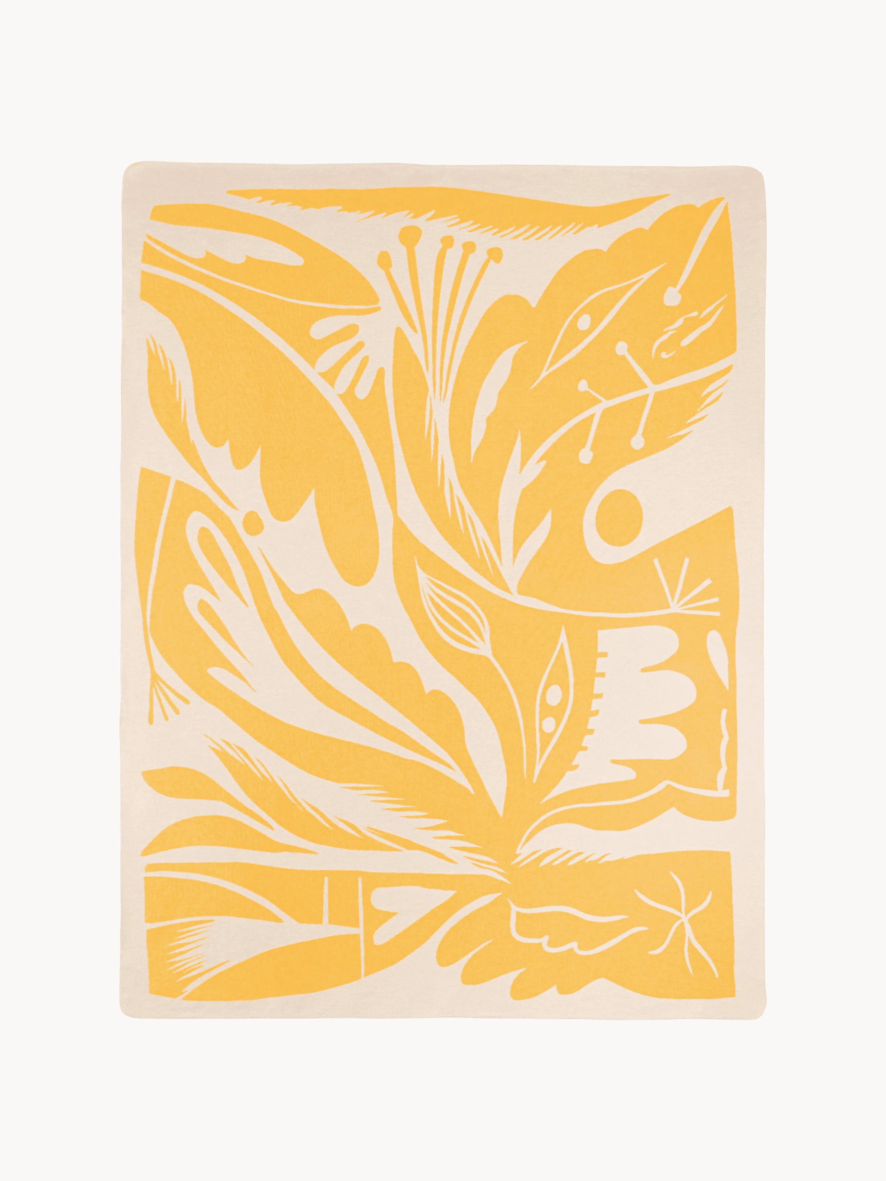 Noo.ma Cotton blanket Lino, Sun yellow, Off white