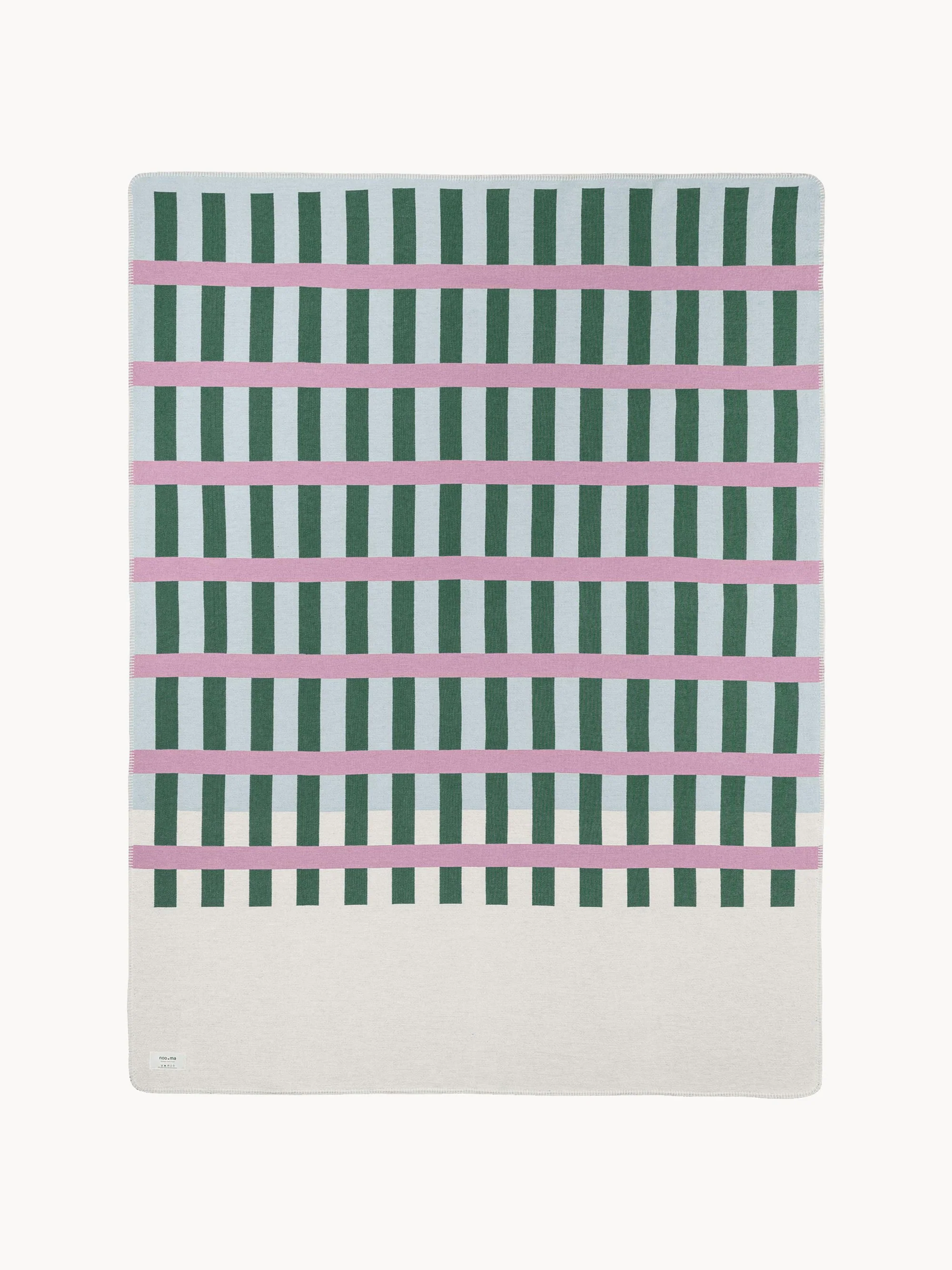 Noo.ma Cotton blanket Onu, Dark green, light pink, light blue, off-white