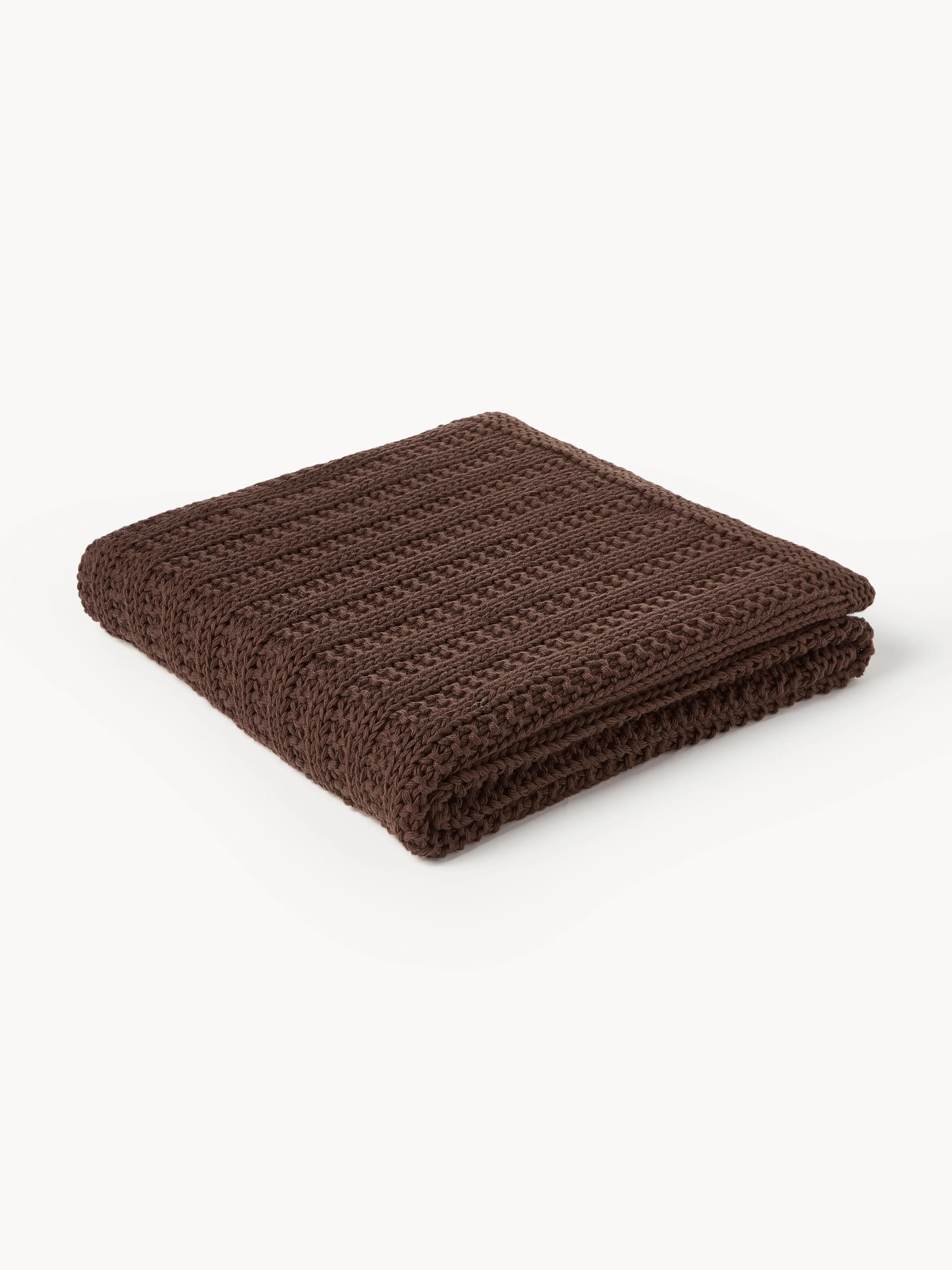 Westwing Collection Savio cotton blanket, Dark brown