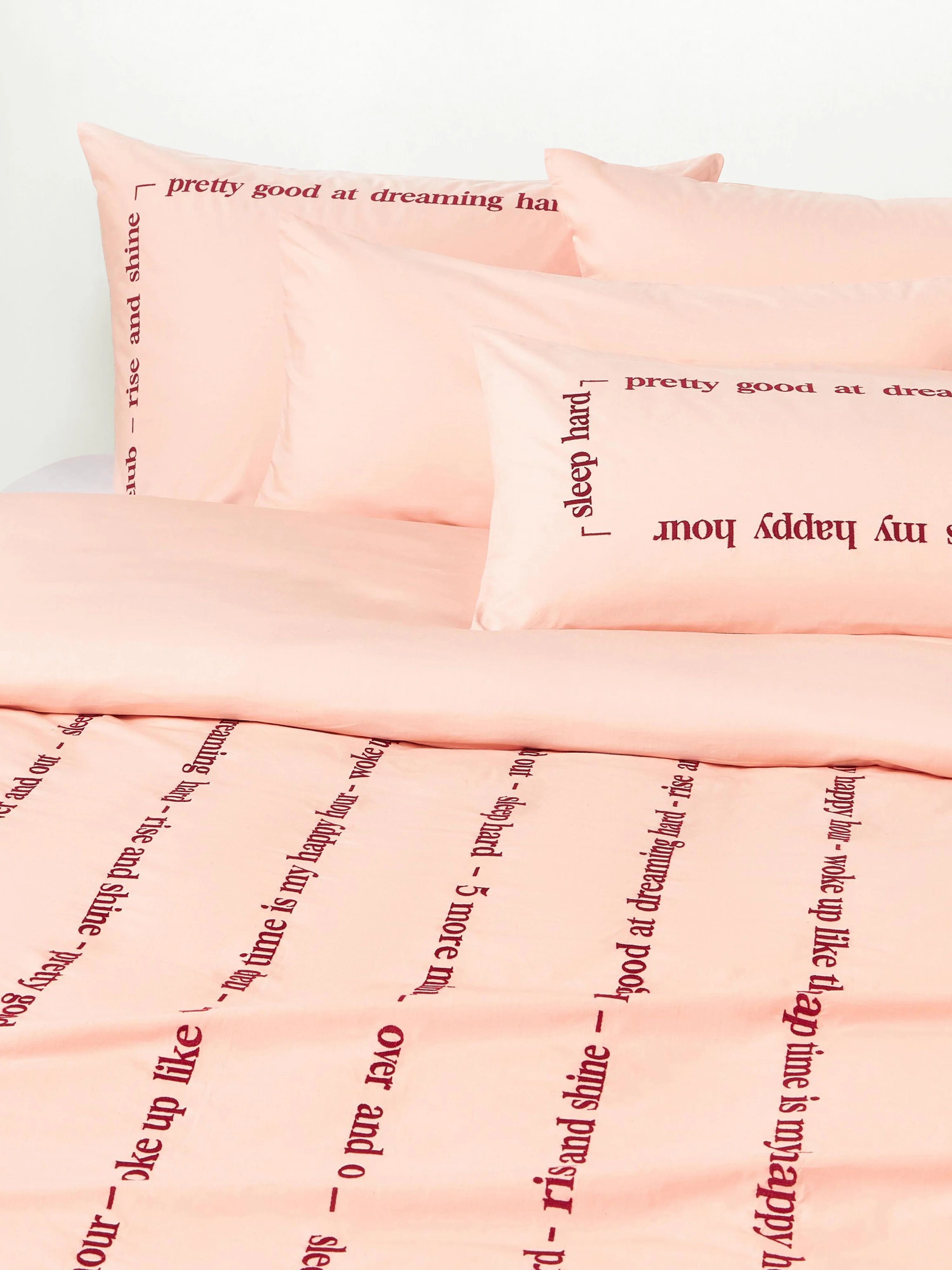 Westwing Collection Roya cotton percale duvet cover with embroidered lettering