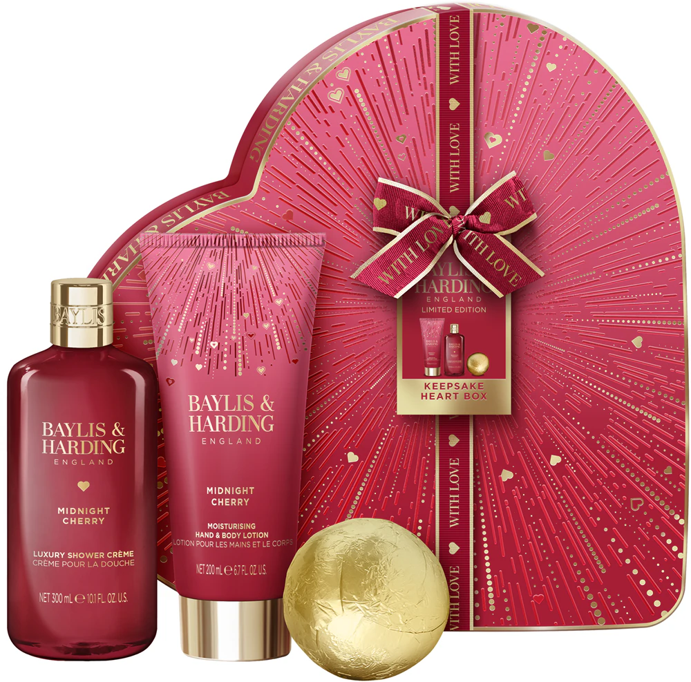 Baylis & Harding Midnight Cherry Heart-Shaped Gift Set