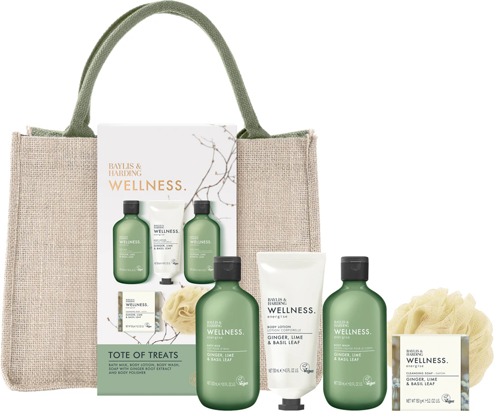 Baylis & Harding Wellness. Energise Gift Set cosmetic bag Ginger, Lime & Basil Leaf